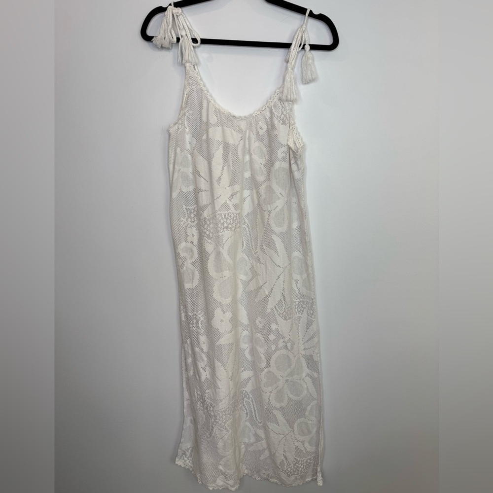 Aerie cotton floral White tassels beach dress size XS